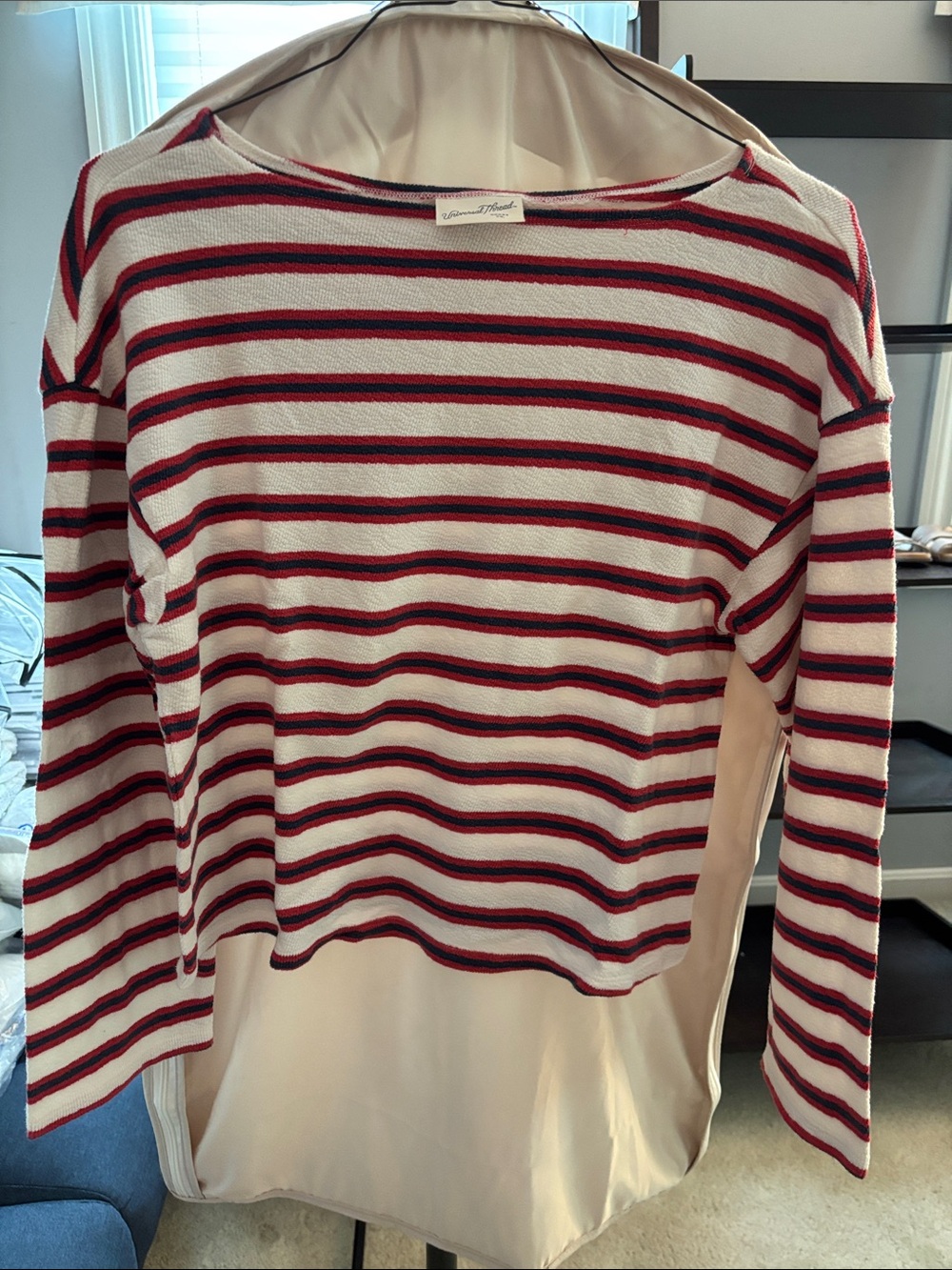 Universal Thread Red, White and Navy Striped Long-Sleeve Top